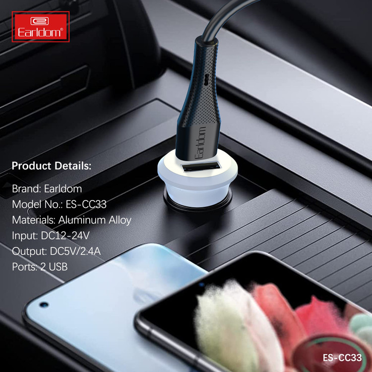 شارژر فندکی فست شارژ ارلدام Earldom ES-CC33 2.4A 12W
