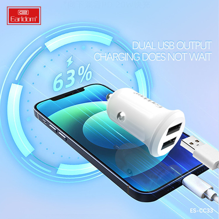 شارژر فندکی فست شارژ ارلدام Earldom ES-CC33 2.4A 12W