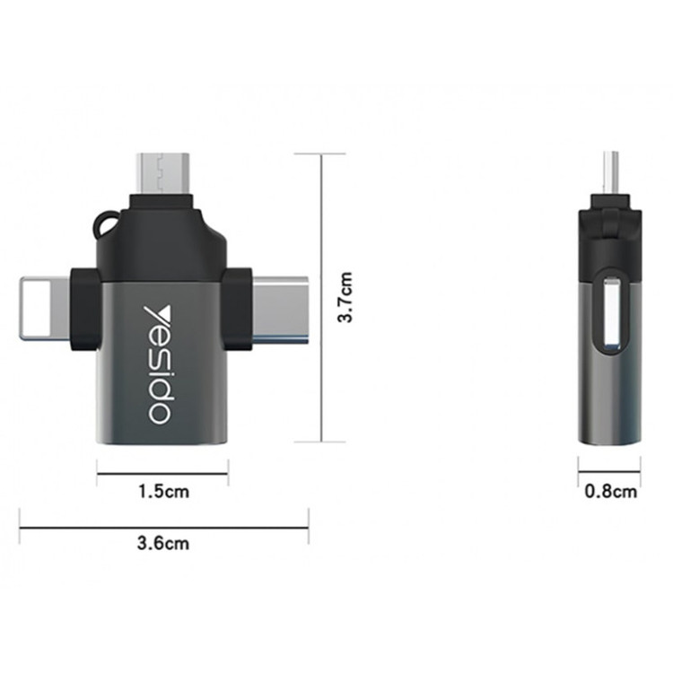 مبدل USB-C / MicroUSB / لایتنینگ OTG یسیدو مدل GS15
