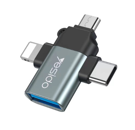 مبدل USB-C / MicroUSB / لایتنینگ OTG یسیدو مدل GS15
