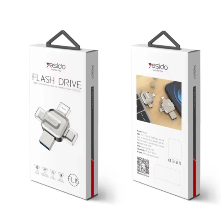 مبدل USB-C / MicroUSB / لایتنینگ OTG یسیدو مدل fl15 64gig