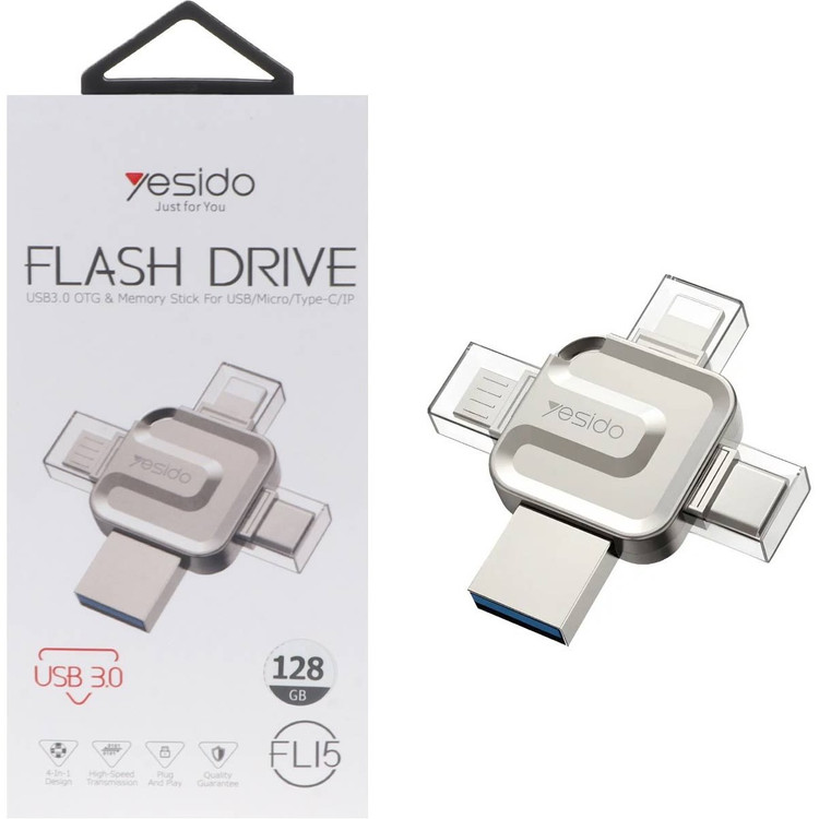 مبدل USB-C / MicroUSB / لایتنینگ OTG یسیدو مدل fl15 64gig