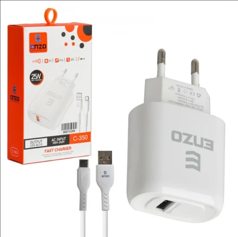 شارژر دیواری 25 وات انزو مدل C-350 به همراه کابل USB-C