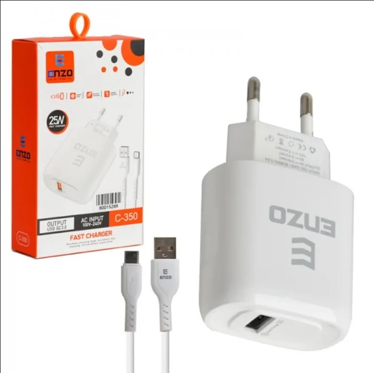 شارژر دیواری 25 وات انزو مدل C-350 به همراه کابل USB-C