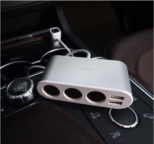 شارژر و تبدیل فندکی ماشین هوکو مدل Z13(Hoco Z13 LCD ONE-PULL-THREE Car Charger)