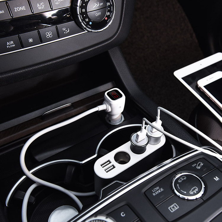 شارژر و تبدیل فندکی ماشین هوکو مدل Z13(Hoco Z13 LCD ONE-PULL-THREE Car Charger)