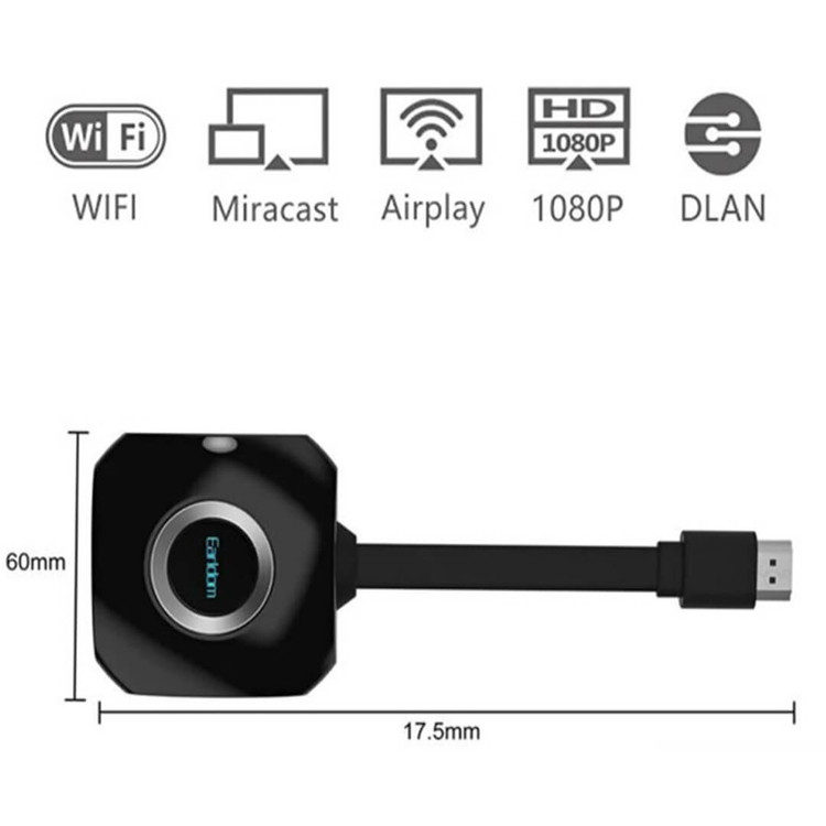 دانگل انتقال صدا و تصویر EARLDOM ET-W6 Plus WiFi Wireless Display Dongle TV Stick for Home Therate Ultra 1080P TV Stick Media Video Streamer HD For HDTV WIFI Dongle
